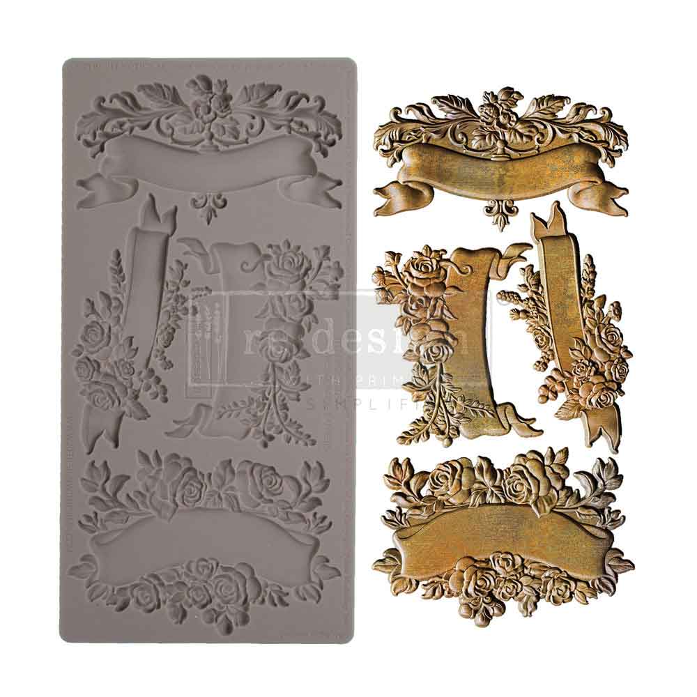 Blooming Banners Mould – 10″x5″, 8mm thickness ~ Redesign Decor Moulds® Silicone Decor Mould - Furniture Decor Mould