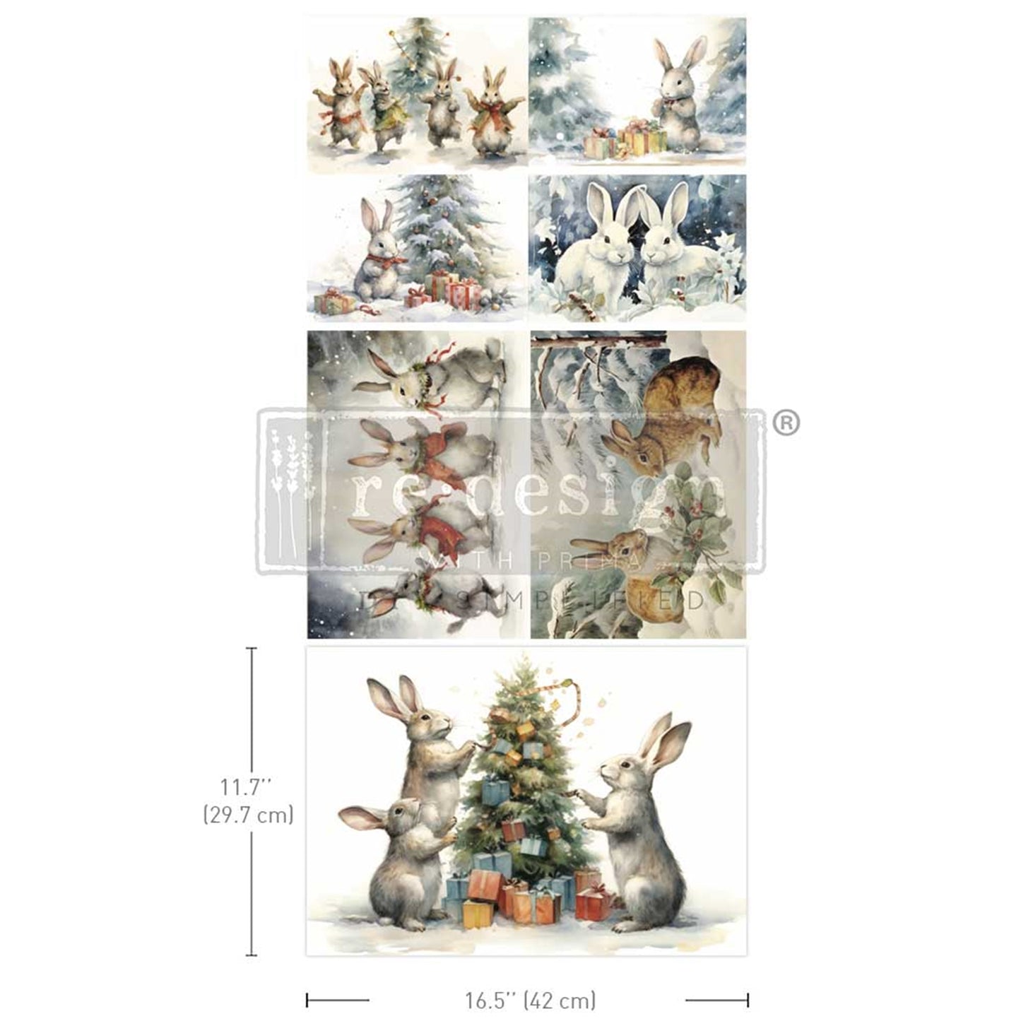 Bunny Wonderland – A3 Decoupage Fiber Paper -11.7”x16.5” each sheet