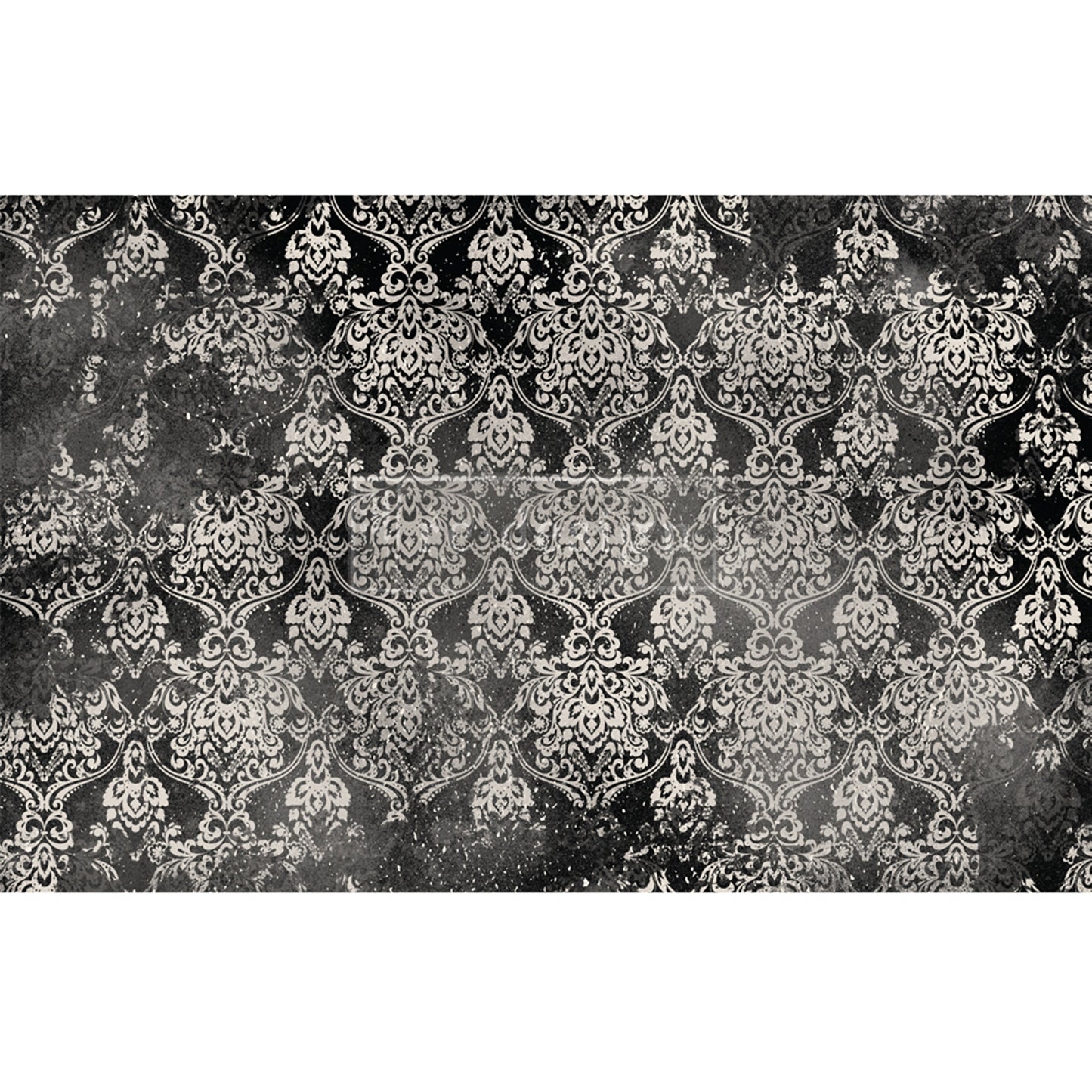Dark Damask Decoupage Paper Elegant Black and White Pattern