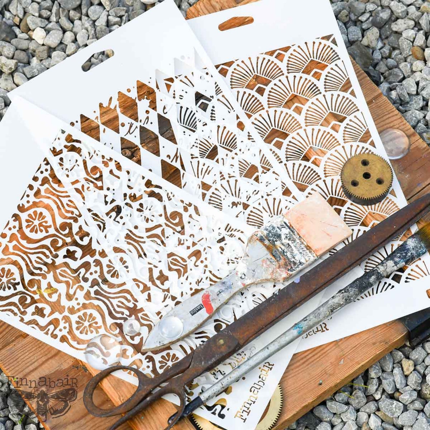 Limited Edition Finnabair Stencil Set - Decadent Walls – 3 stencils, 6″x9″ each