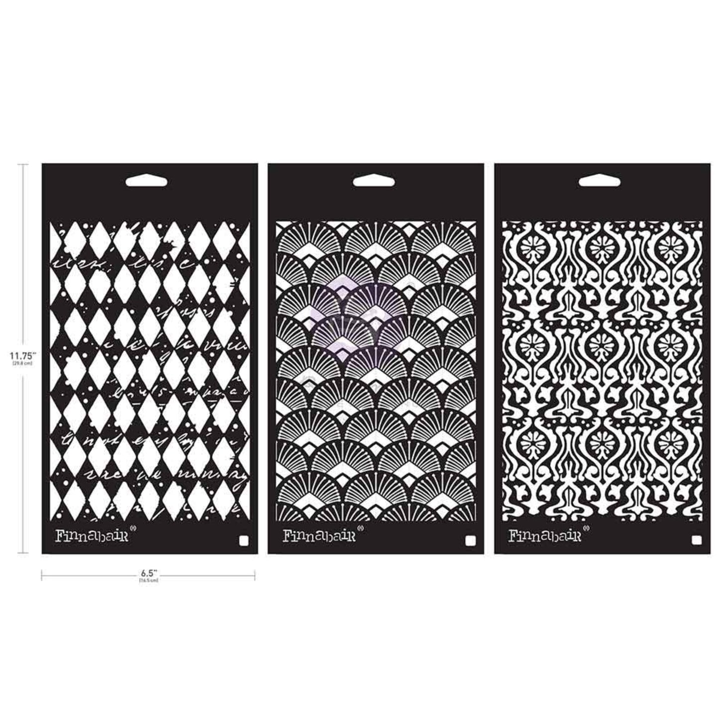 Limited Edition Finnabair Stencil Set - Decadent Walls – 3 stencils, 6″x9″ each