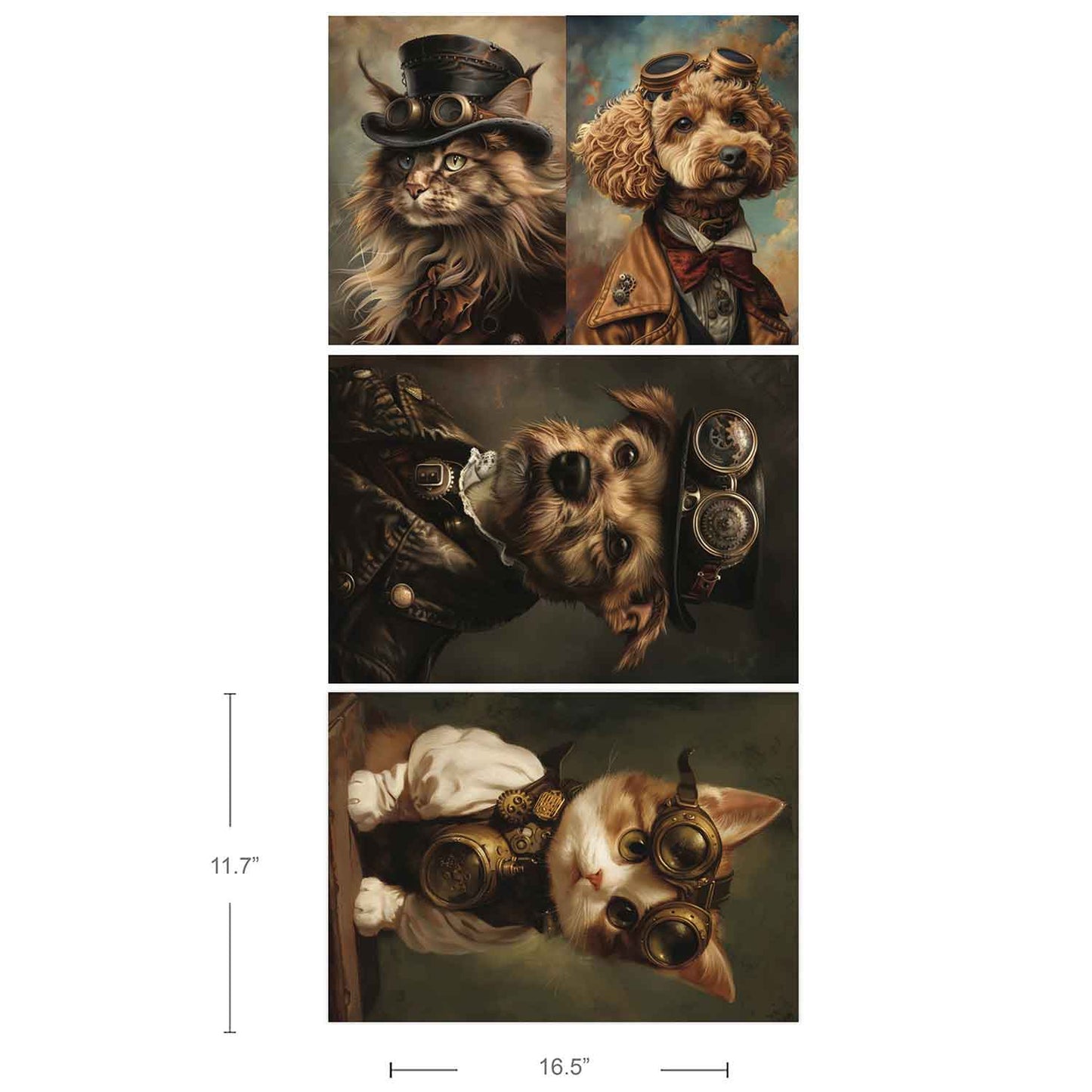 Exclusive A3 Decoupage Fiber Pack – Favorite Pets – 3 Sheets (11.7″ x 16.5″ Each)