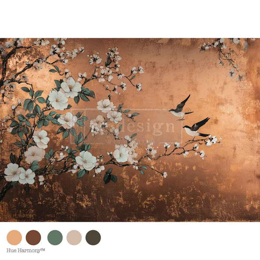 Feathers In The Glow A1 Decoupage Fiber - Redesign Decor Tissue Paper ~ Decoupage Paper for Furniture 23.4" x 33.1″