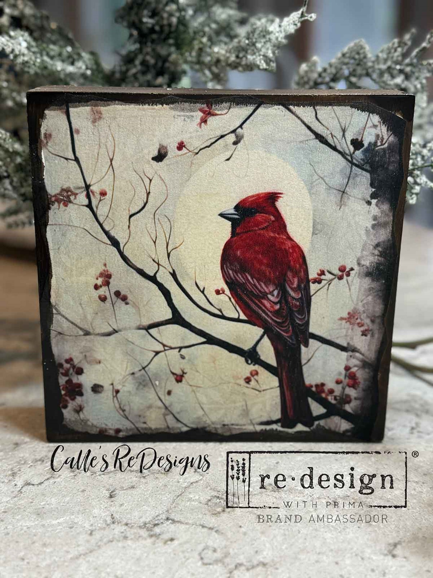 Festive Cardinal & Santa Christmas Decoupage Paper by Re·Design with Prima