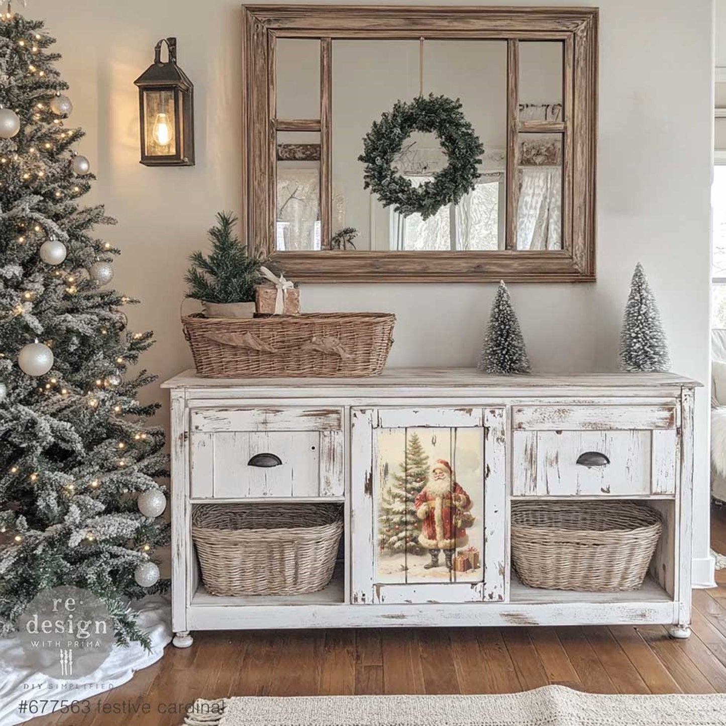 Festive Cardinal & Santa Christmas Decoupage Paper by Re·Design with Prima