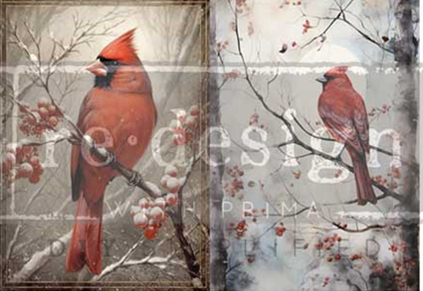 Festive Cardinal & Santa Christmas Decoupage Paper by Re·Design with Prima