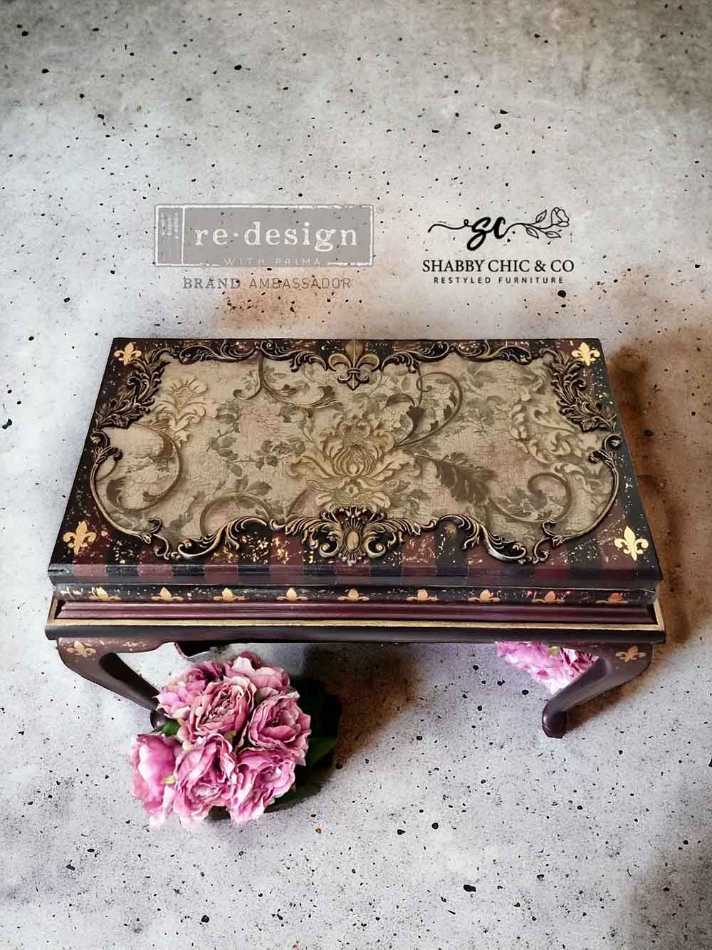 Fleur De Lis - Decor Transfers® Foil Transfers® Rub on Transfers for Furniture, Redesign with Prima Decor Transfer, Furniture Transfer