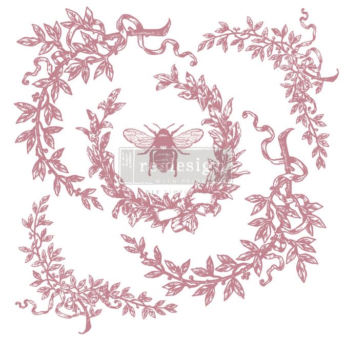 French Laurels – Decorative Wreath & Bee Décor Stamp – 12″x12″