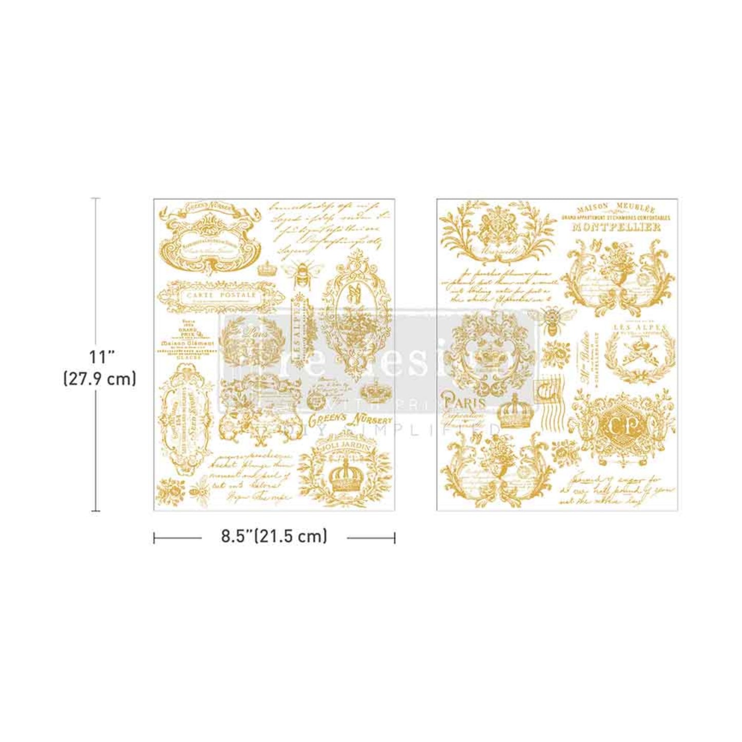 Gilded Memories – H2O Transfers – 2 sheets, 8.5″x11″
