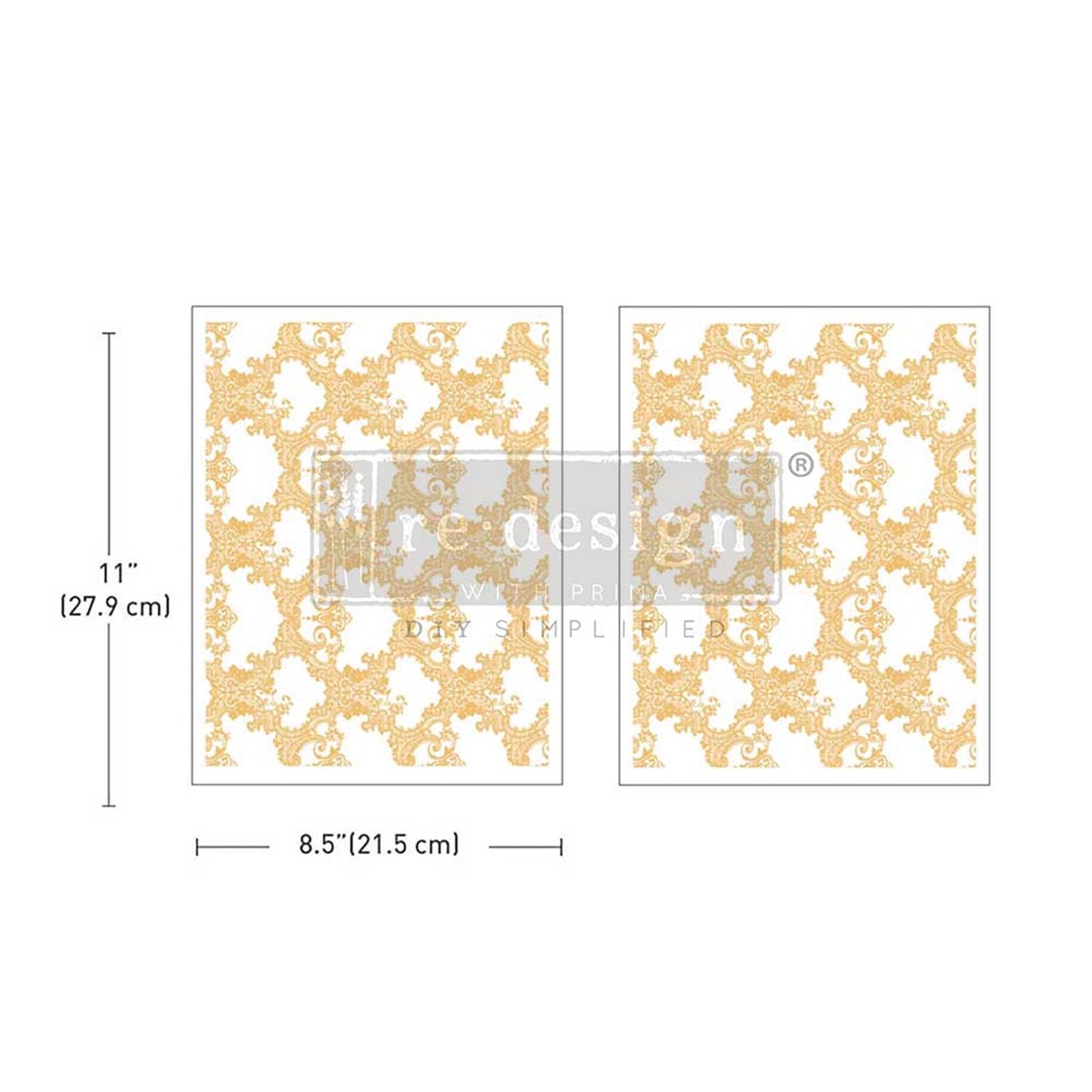 Kacha Collection – Golden Lacework - Decor Transfers® Middy Foil Transfers® Rub on Transfers for Furniture, Redesign with Prima Decor Transfer, Furniture Transfer