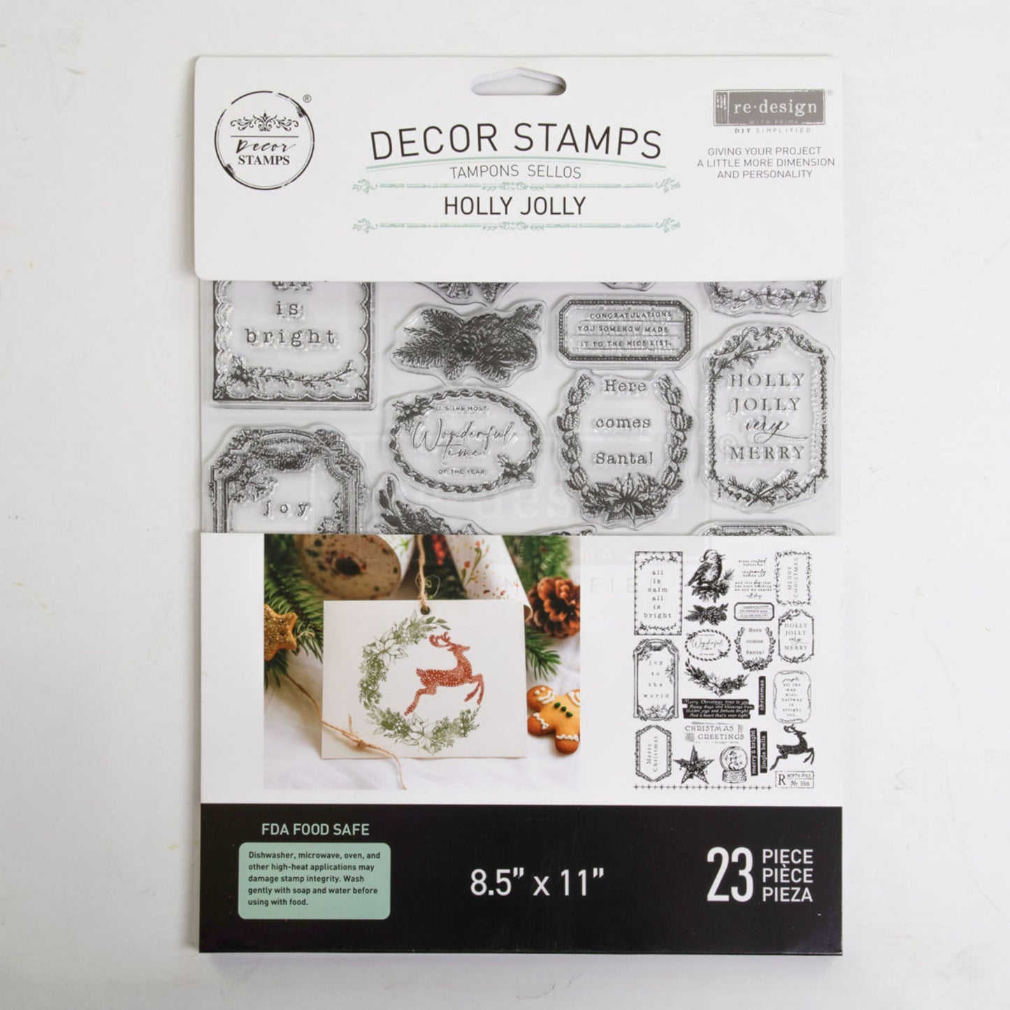 Redesign Decor Stamp – Holly Jolly – 8.5×11 sheet size