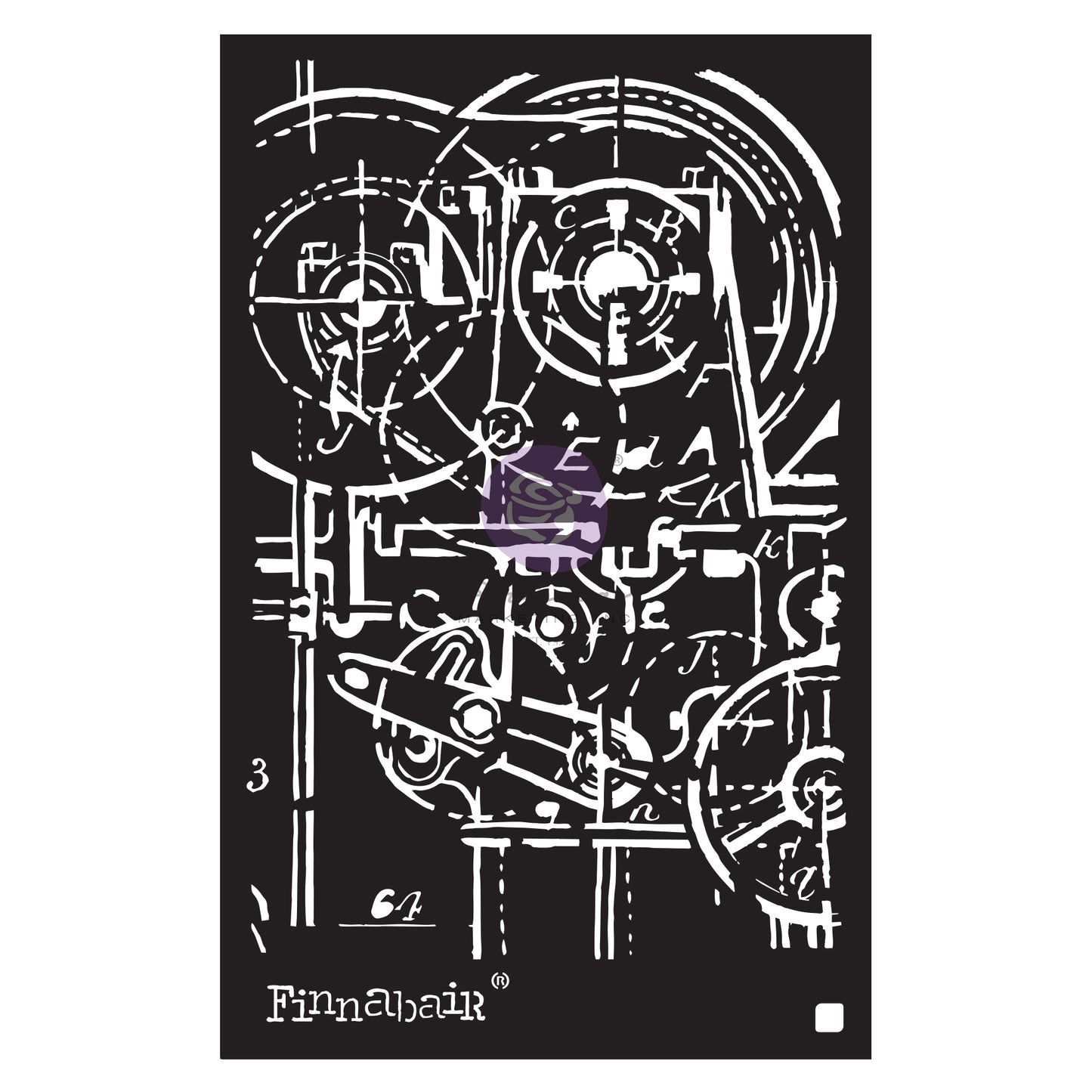Finnabair Stencil – Machinery - Decor Stencils® – 1 pc, sheet size 6″x9″ Redesign with Prima
