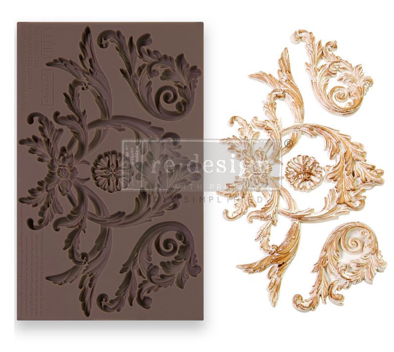 Kacha Decor Mould - Majestic Flourish ~ Silicone Mould for Furniture, Crafts, and Vintage DIY Embellishments 1 pc, 5″x8″x8mm