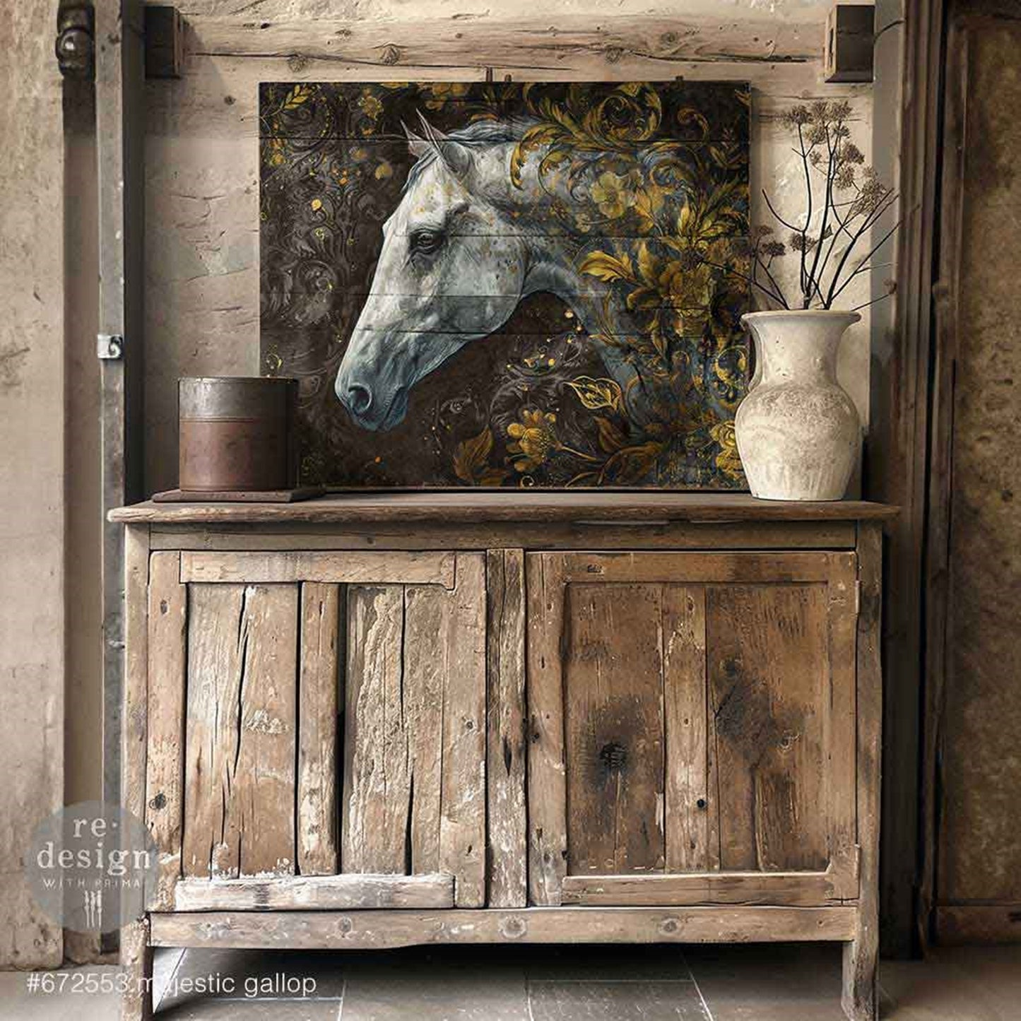 Majestic Gallop A1 Decoupage Fiber - Redesign Decor Tissue Paper ~ Decoupage Paper for Furniture 23.4" x 33.1″