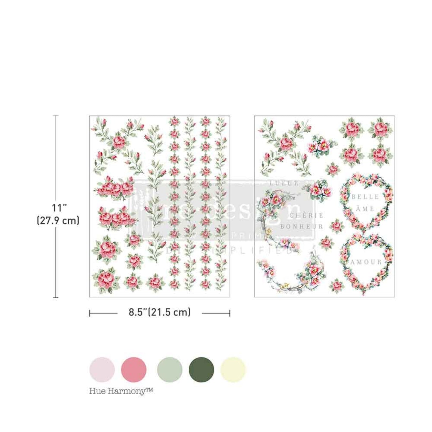 Nostalgic Blooms – H2O Transfers – 2 sheets, 8.5″x11″