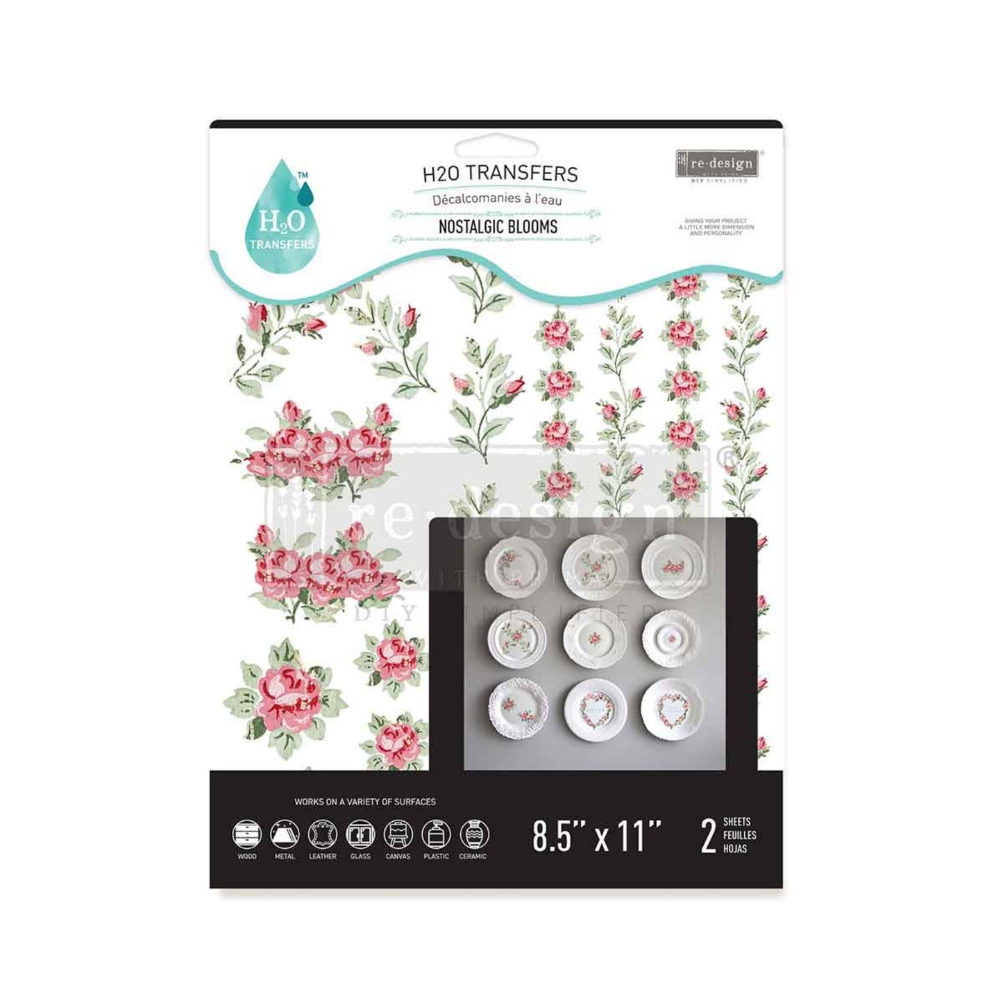 Nostalgic Blooms – H2O Transfers – 2 sheets, 8.5″x11″