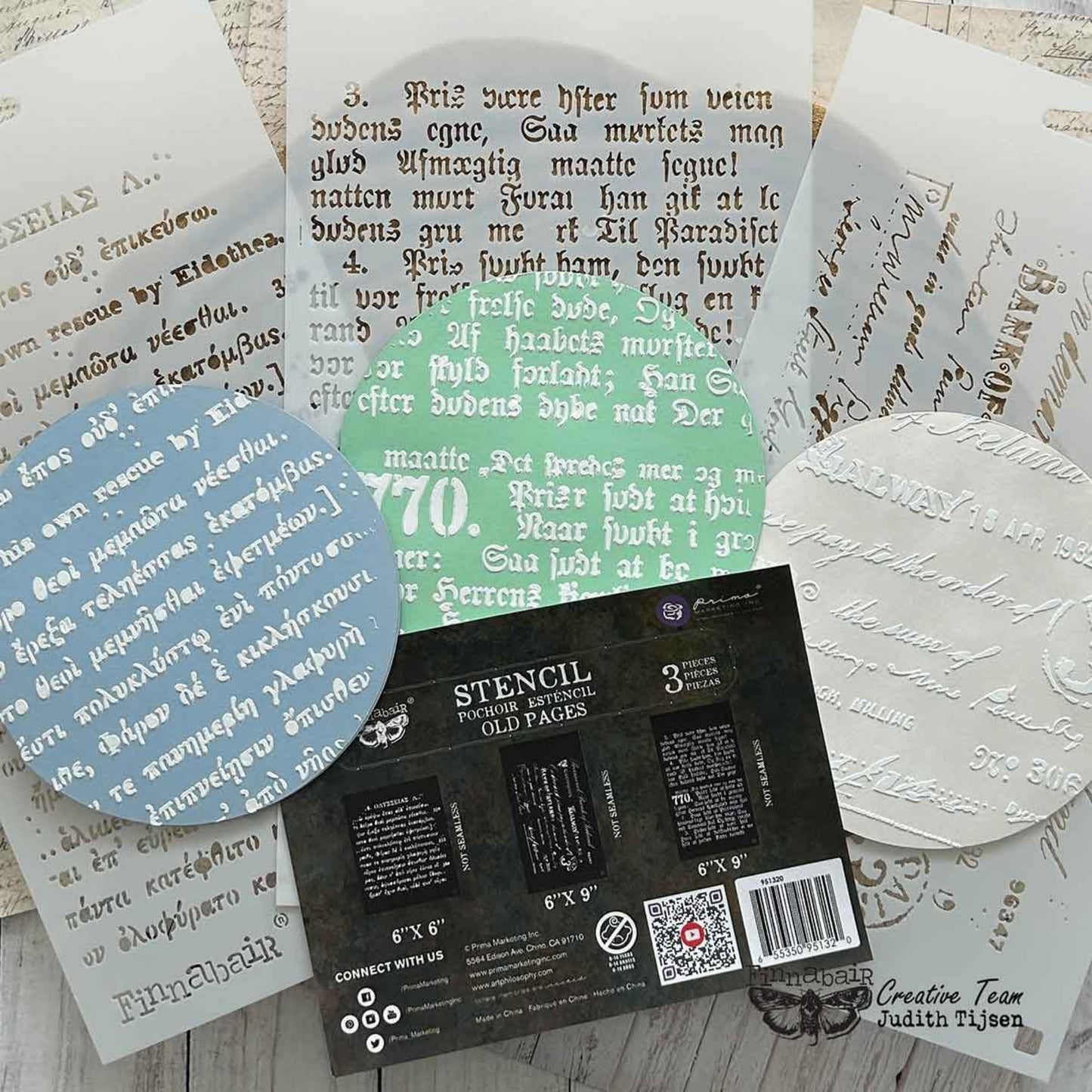 Limited Edition Finnabair Stencil Set – Old Pages (3 Stencils, 6″×9″ Each)