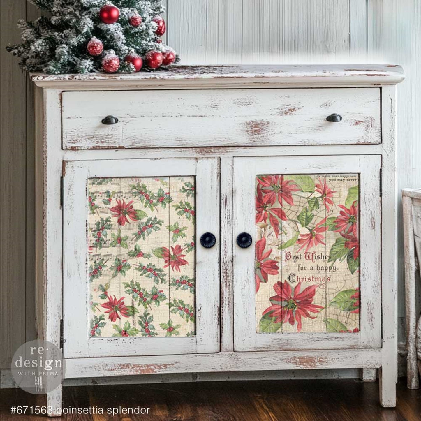 Poinsettias - A3 Decoupage Fiber Pack - Redesign Decor Tissue Paper ~ Decoupage Paper for Furniture 11.7″x16.5″