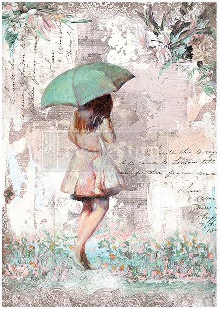 Rainy Afternoon ~ A1 Decoupage Fiber Paper ~ 1 sheet, A1 size