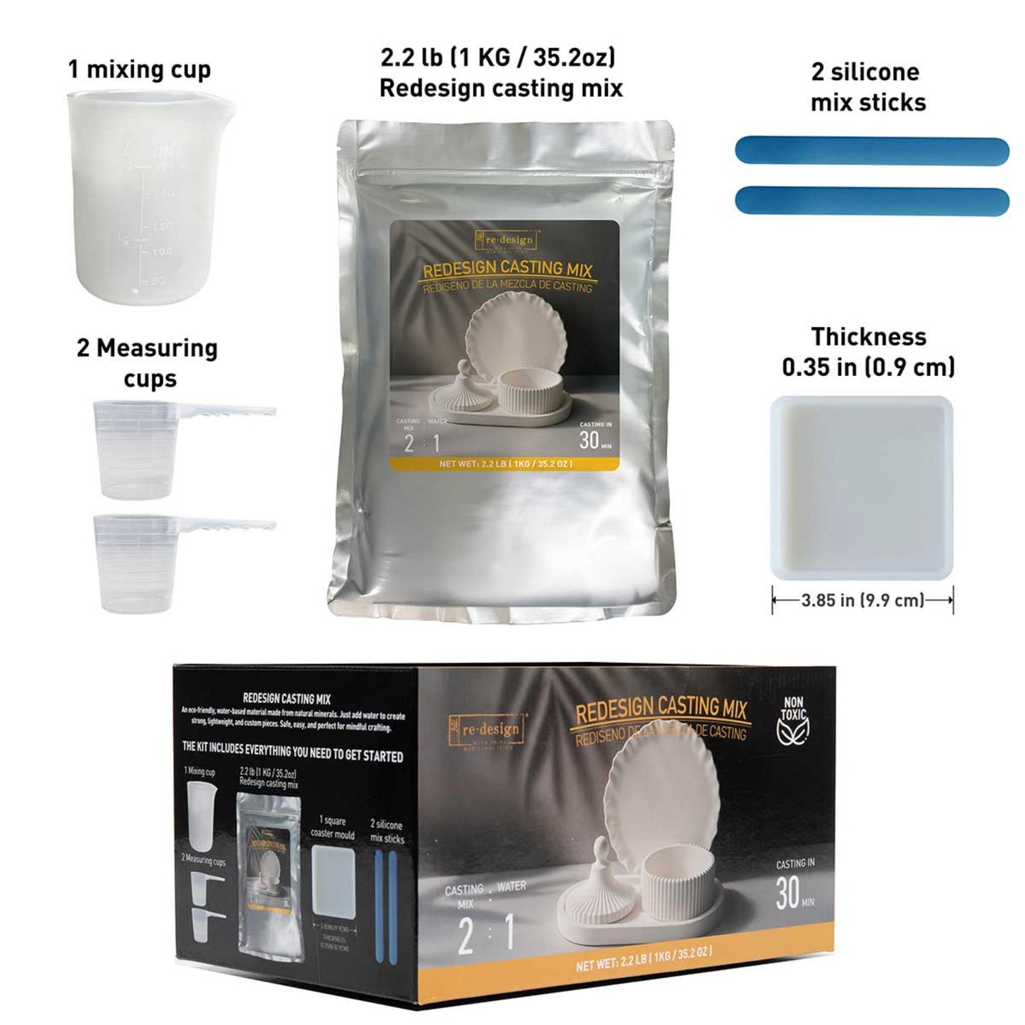 Redesign Casting Mix Kit – Complete Starter Set with Mould & Tools (2.2 lb Mix)