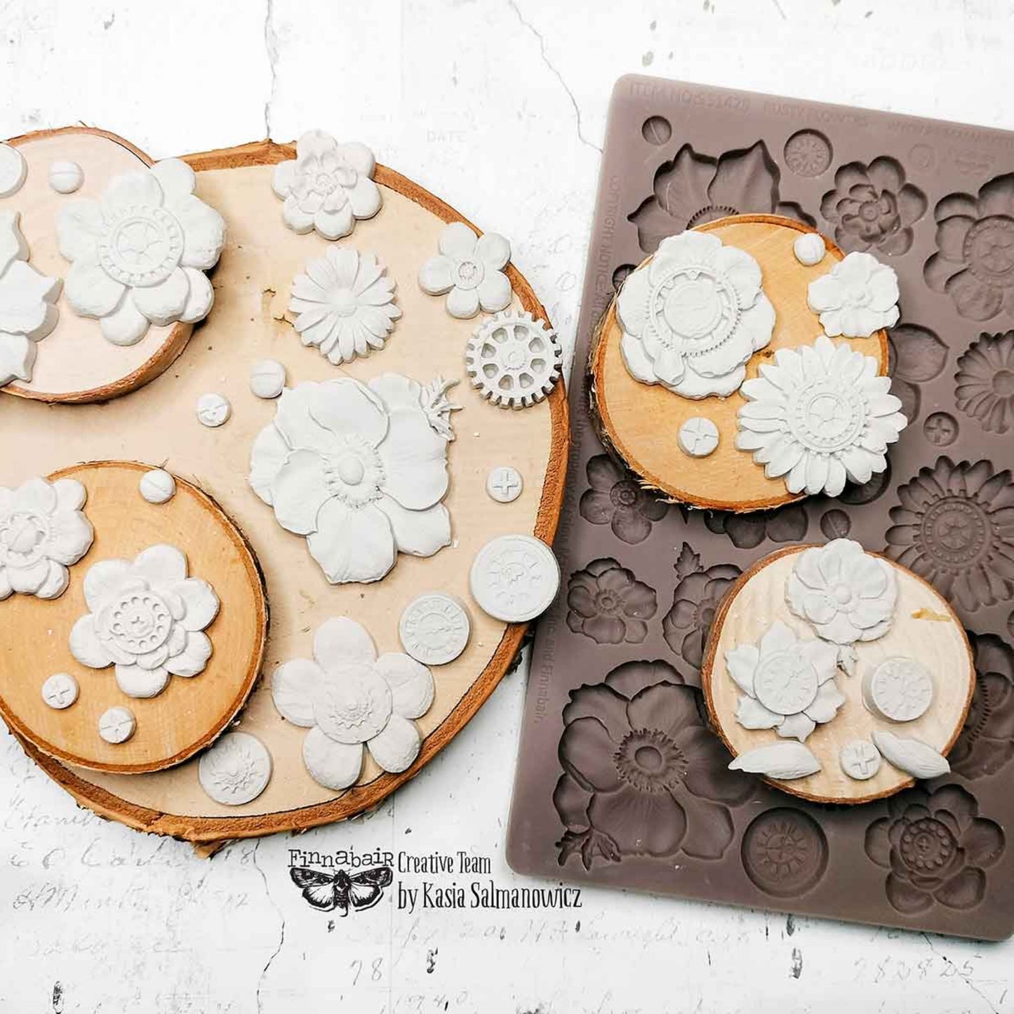 Finnabair Décor Moulds® – Rusty Flowers 5x8