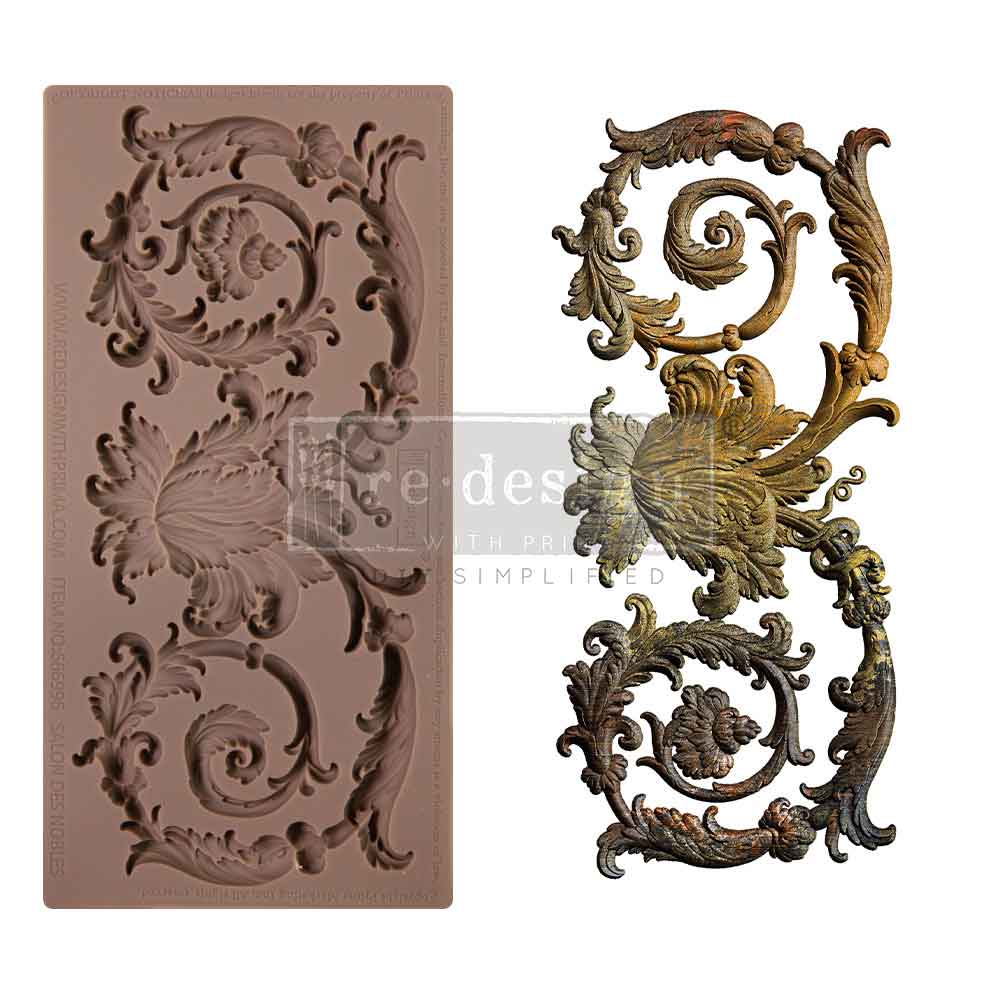 Salon Des Nobles – Ornate Scroll & Leaf Silicone Mould - Redesign with Prima - 5"x8"