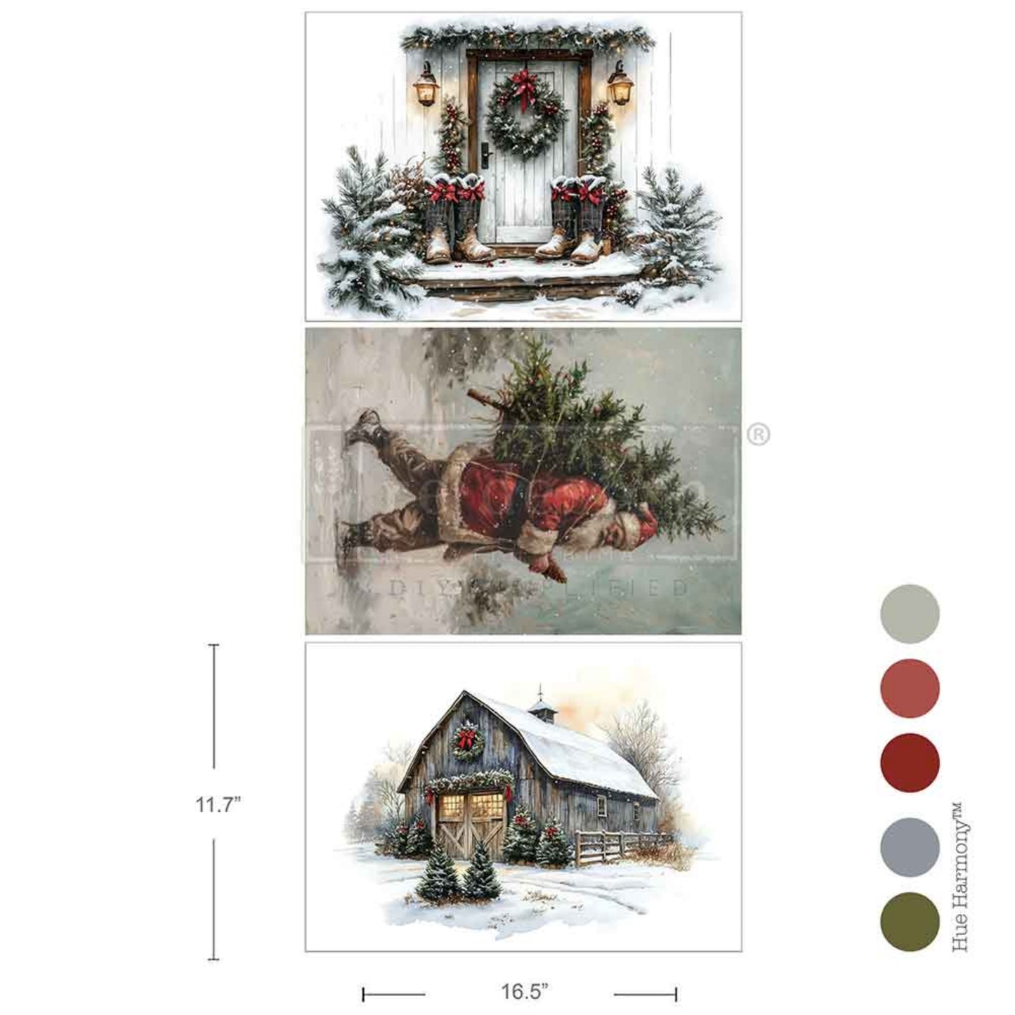 Santa’S Woodland Stroll - A3 Decoupage Fiber Pack - Redesign Decor Tissue Paper ~ Decoupage Paper for Furniture 11.7″x16.5″
