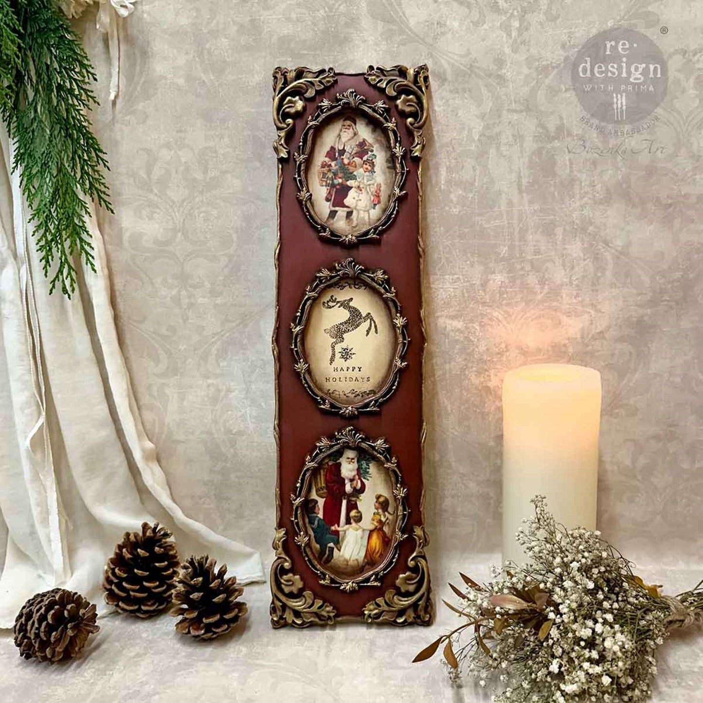 Santaland Sparkle - A3 Decoupage Fiber Pack - Redesign Decor Tissue Paper ~ Decoupage Paper for Furniture 11.7″x16.5″