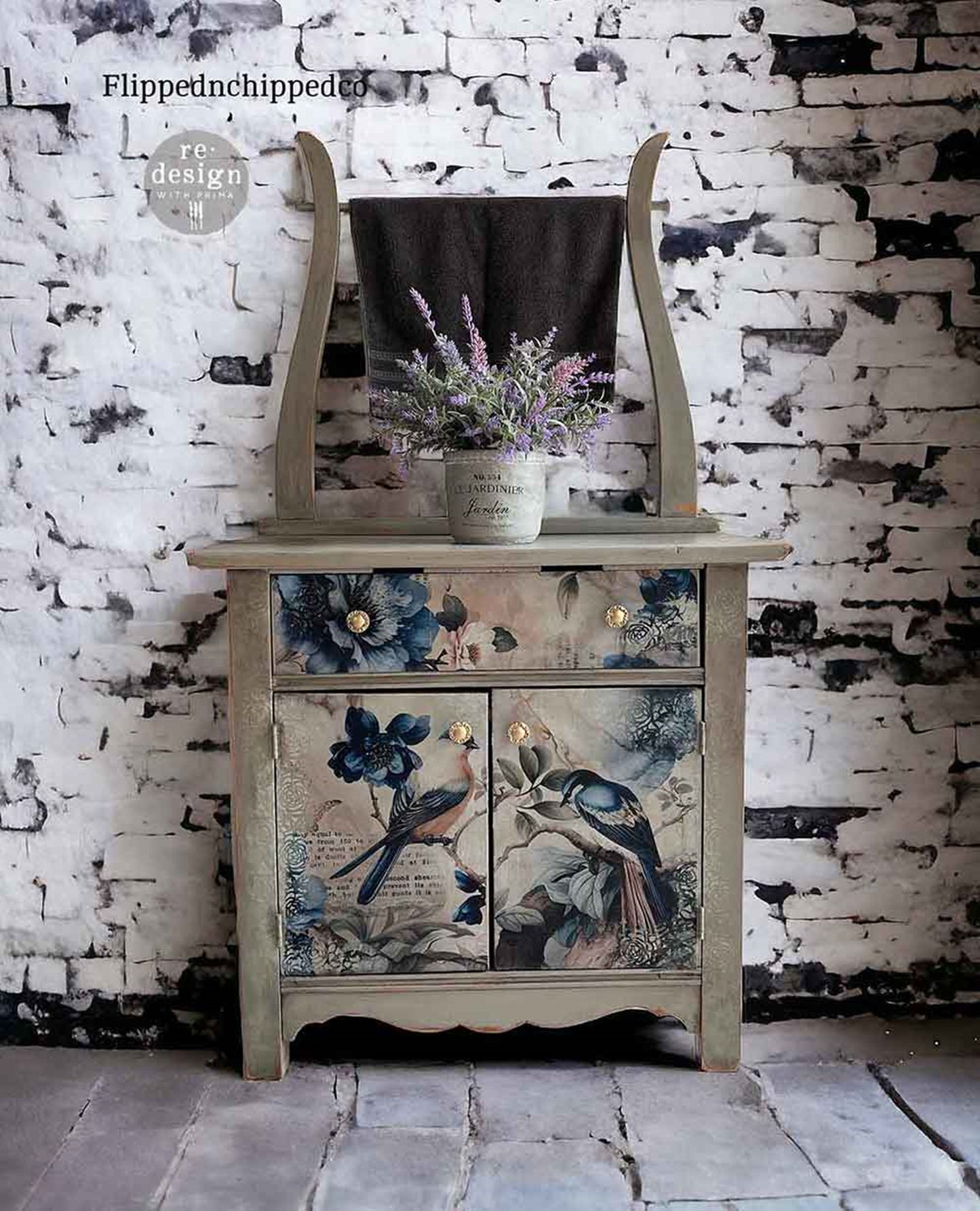 Sapphire Wings Décor Transfer – Elegant Blue Birds & Blossoms Fiber Paper 3 Pack - Redesign Decor Tissue Paper for Decoupaging ~ Decoupage Paper for Furniture