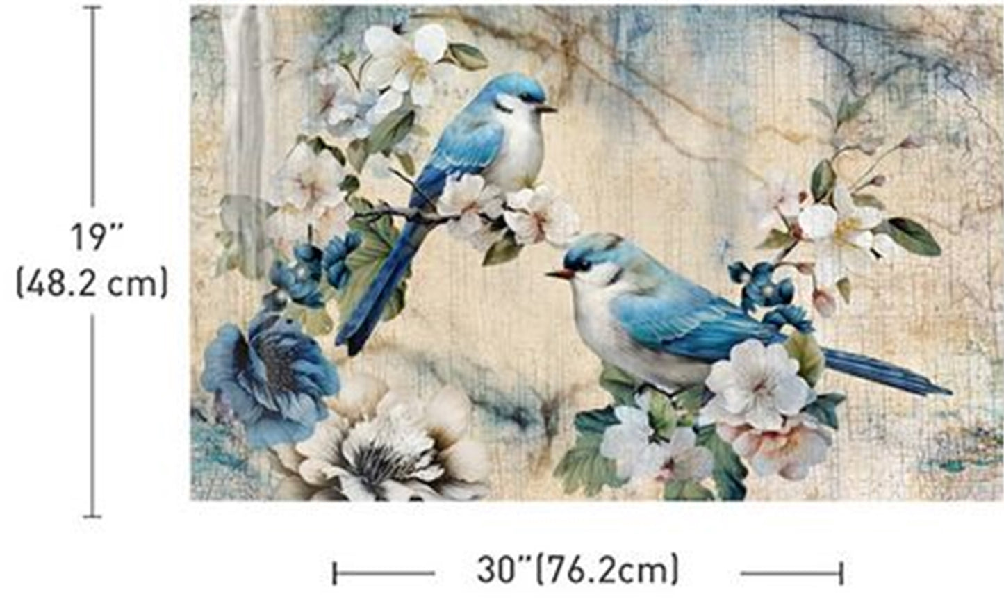 Sapphire Wings Décor Transfer – Elegant Blue Birds & Blossoms Fiber Paper 3 Pack - Redesign Decor Tissue Paper for Decoupaging ~ Decoupage Paper for Furniture