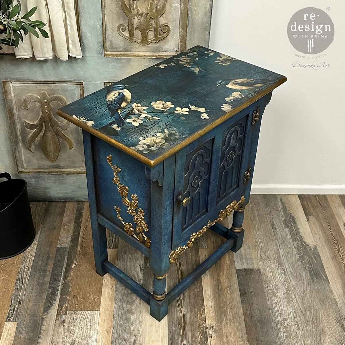 Sapphire Wings Décor Transfer – Elegant Blue Birds & Blossoms Fiber Paper 3 Pack - Redesign Decor Tissue Paper for Decoupaging ~ Decoupage Paper for Furniture