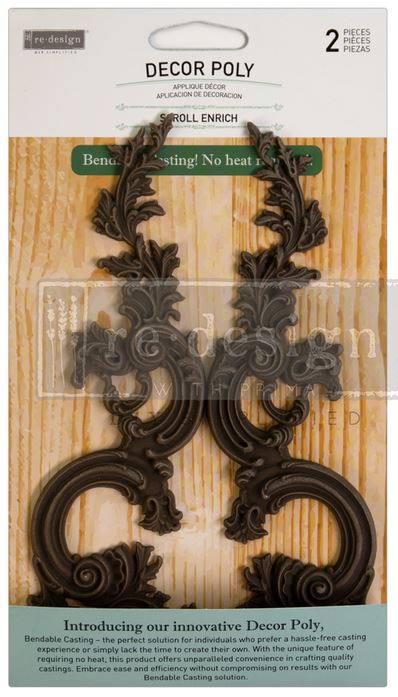 Decor Poly – Scroll Enrich – 2 pcs, 7″x2.25″x0.28″ / 17.8cmx5.72cmx0.71cm