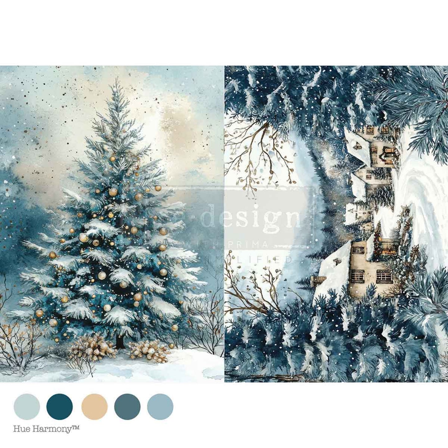 Silent Night Sparkle - A4 Decoupage - Redesign Decor Tissue Paper ~ Decoupage Paper for Furniture 8.27″x11.69″