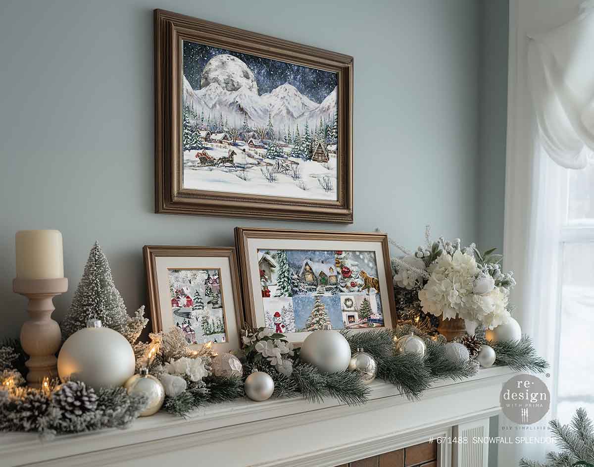 Snowfall Splendor - A3 Decoupage Fiber Pack - Redesign Decor Tissue Paper ~ Decoupage Paper for Furniture 11.7″x16.5″