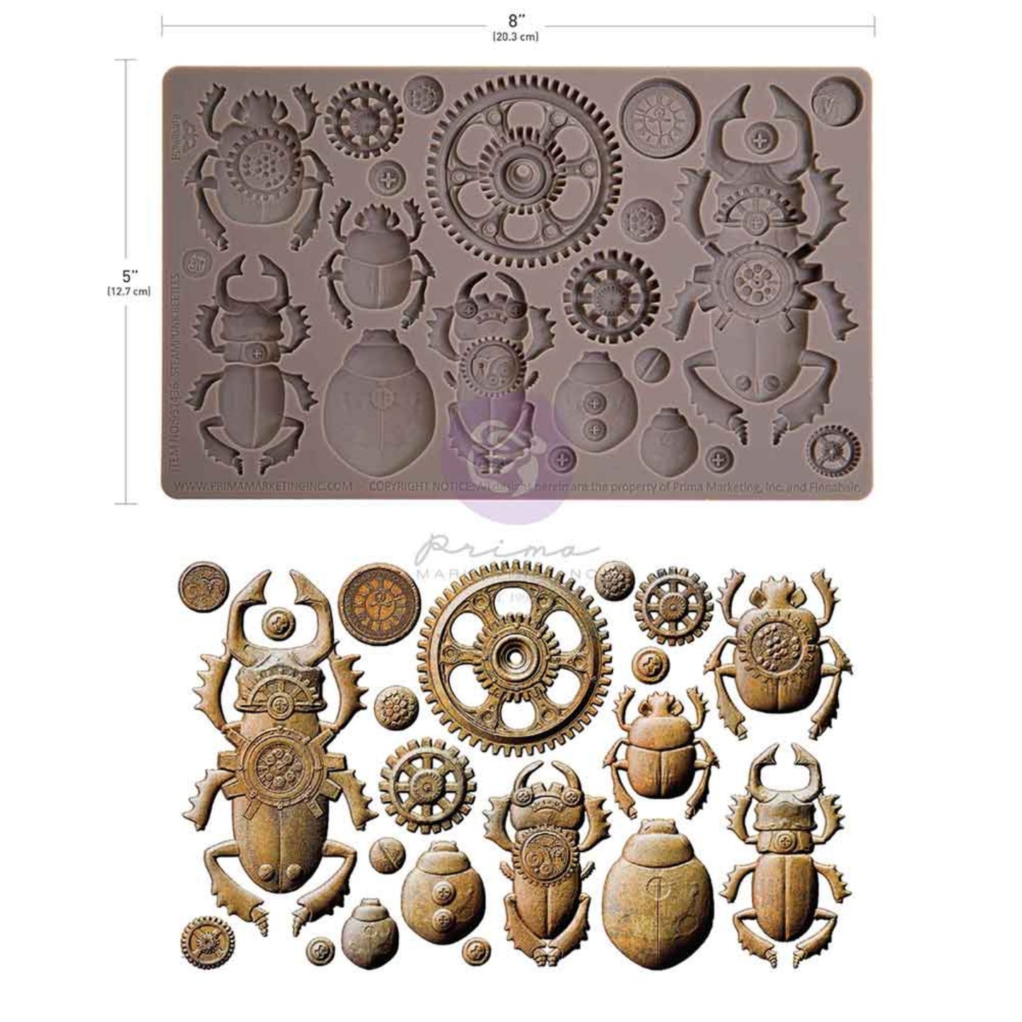 Finnabair Decor Moulds® – Steampunk Beetles 5x8