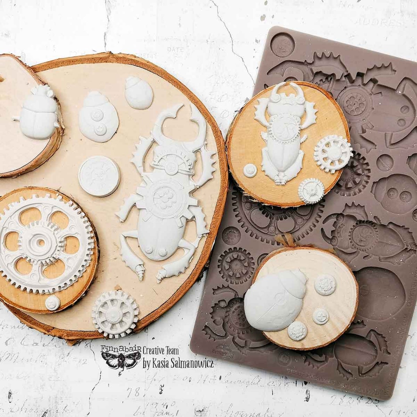 Finnabair Decor Moulds® – Steampunk Beetles 5x8