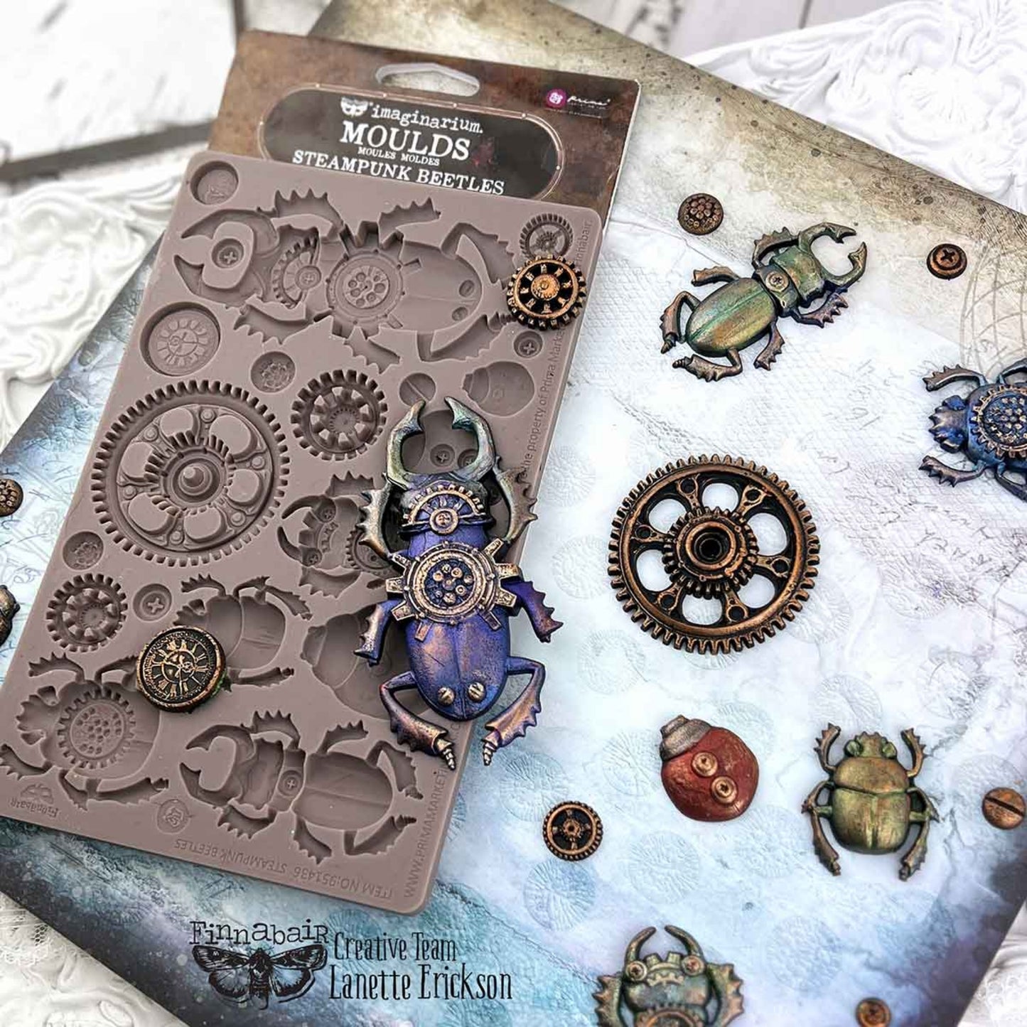 Finnabair Decor Moulds® – Steampunk Beetles 5x8
