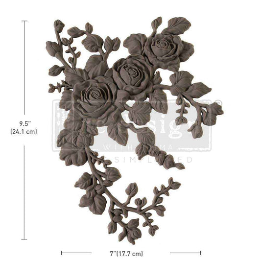 Decor Poly –  Velvet Cascade (Left) – Redesigns with Prima - Prima Decor Poly - Decor Applique - Bendable Casting - Furniture makeover - Furniture Accent
