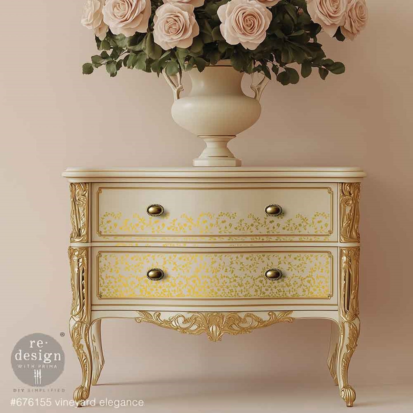 Kacha Collection – Vineyard Elegance - Decor Transfers® Middy Foil Transfers® Rub on Transfers for Furniture, Redesign with Prima Decor Transfer, Furniture Transfer