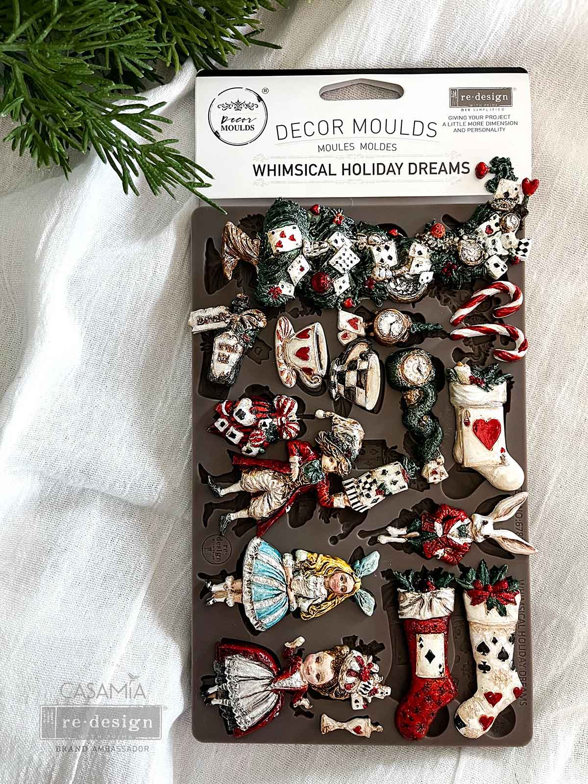 Whimsical Holiday Dreams – Christmas & Alice-Inspired Silicone Mould ~ 1 pc, 5″x8″x8mm