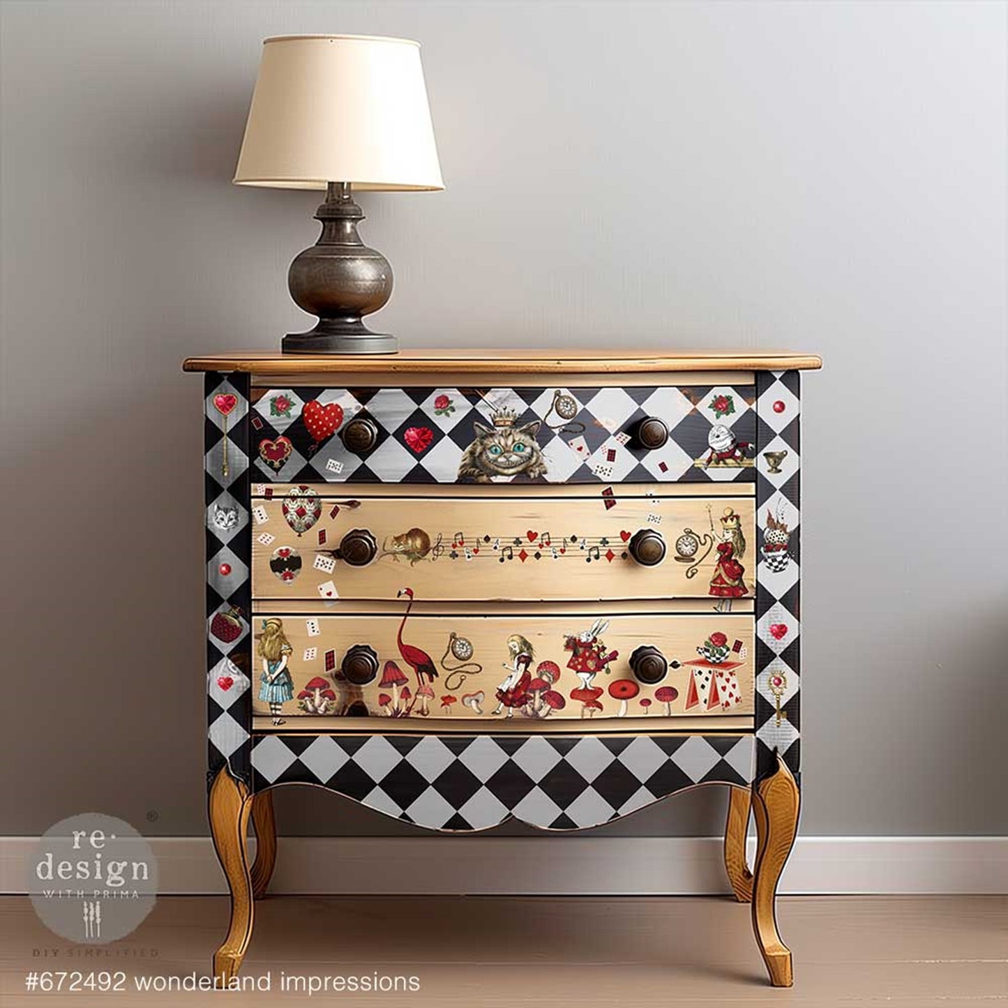 Wonderland Impressions Middy Decor Transfer - Floral & Antler Botanical Design for Furniture, DIY Crafts and home Decor Redesign with Prima