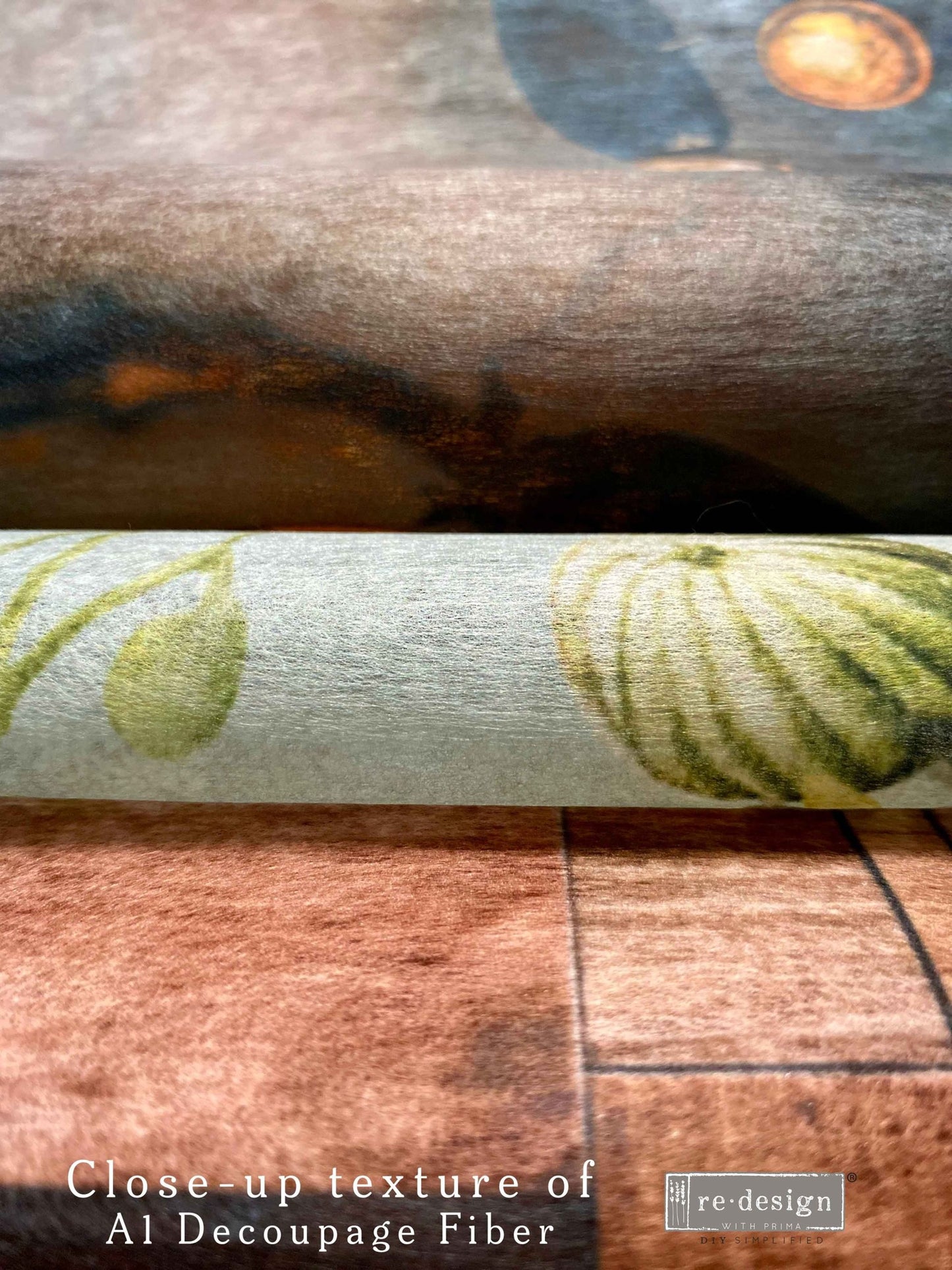 Close-up of Decoupage Fiber paper Redesigns with Prima