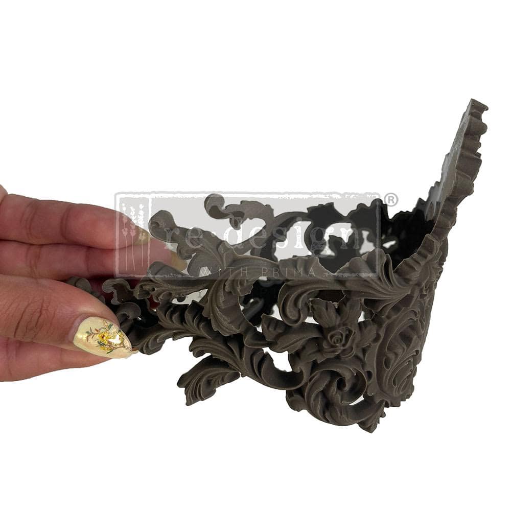 Decor Poly –  Velvet Cascade (Right) – Redesigns with Prima - Prima Decor Poly - Decor Applique - Bendable Casting - Furniture makeover - Furniture Accent
