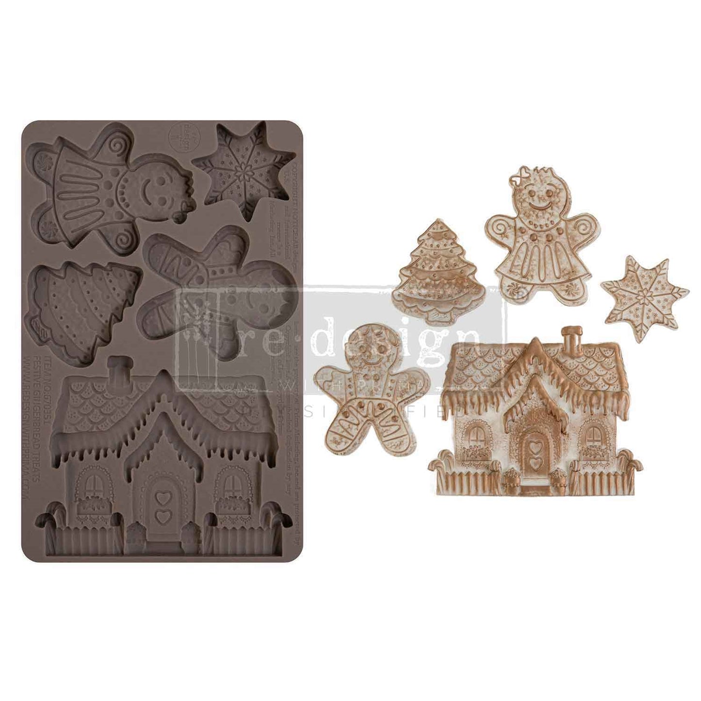Festive Gingerbread Treats Decor Moulds® – 5″ x 8″ x 8mm Redesign with Prima