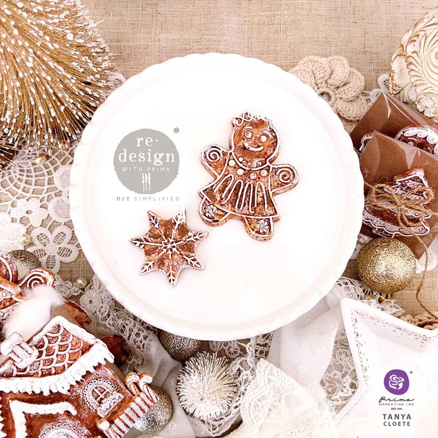 Festive Gingerbread Treats Decor Moulds® – 5″ x 8″ x 8mm Redesign with Prima