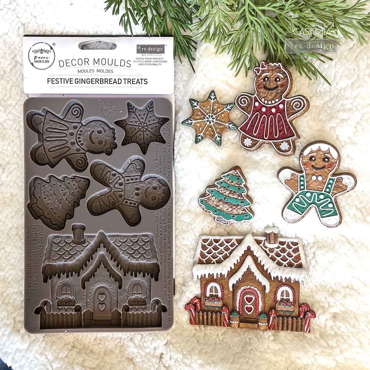 Festive Gingerbread Treats Decor Moulds® – 5″ x 8″ x 8mm Redesign with Prima