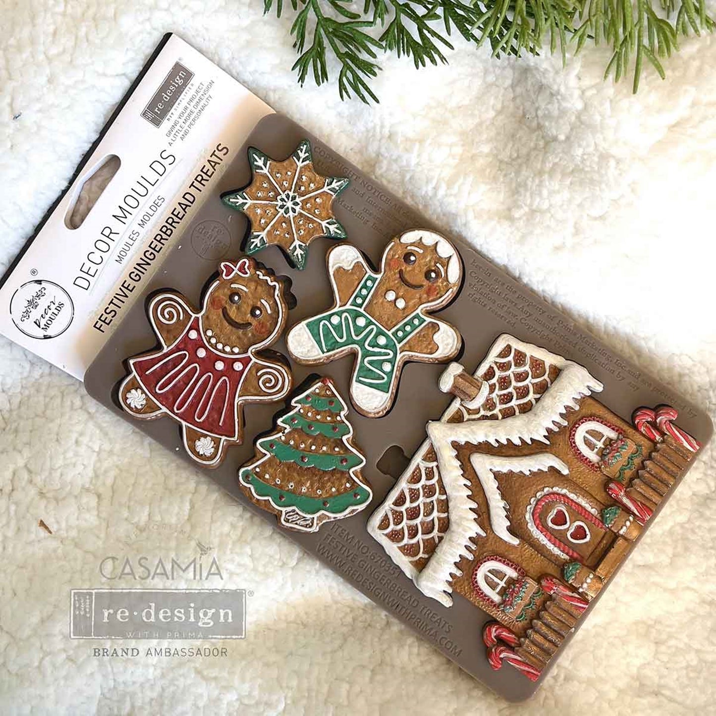 Festive Gingerbread Treats Decor Moulds® – 5″ x 8″ x 8mm Redesign with Prima