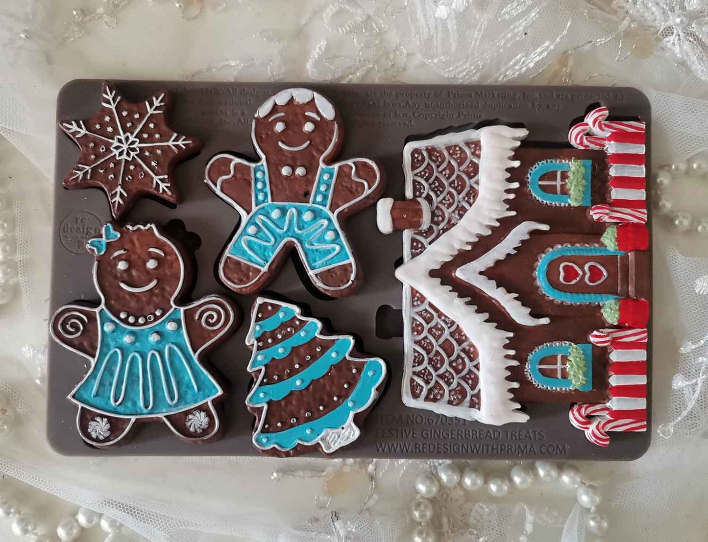 Festive Gingerbread Treats Decor Moulds® – 5″ x 8″ x 8mm Redesign with Prima
