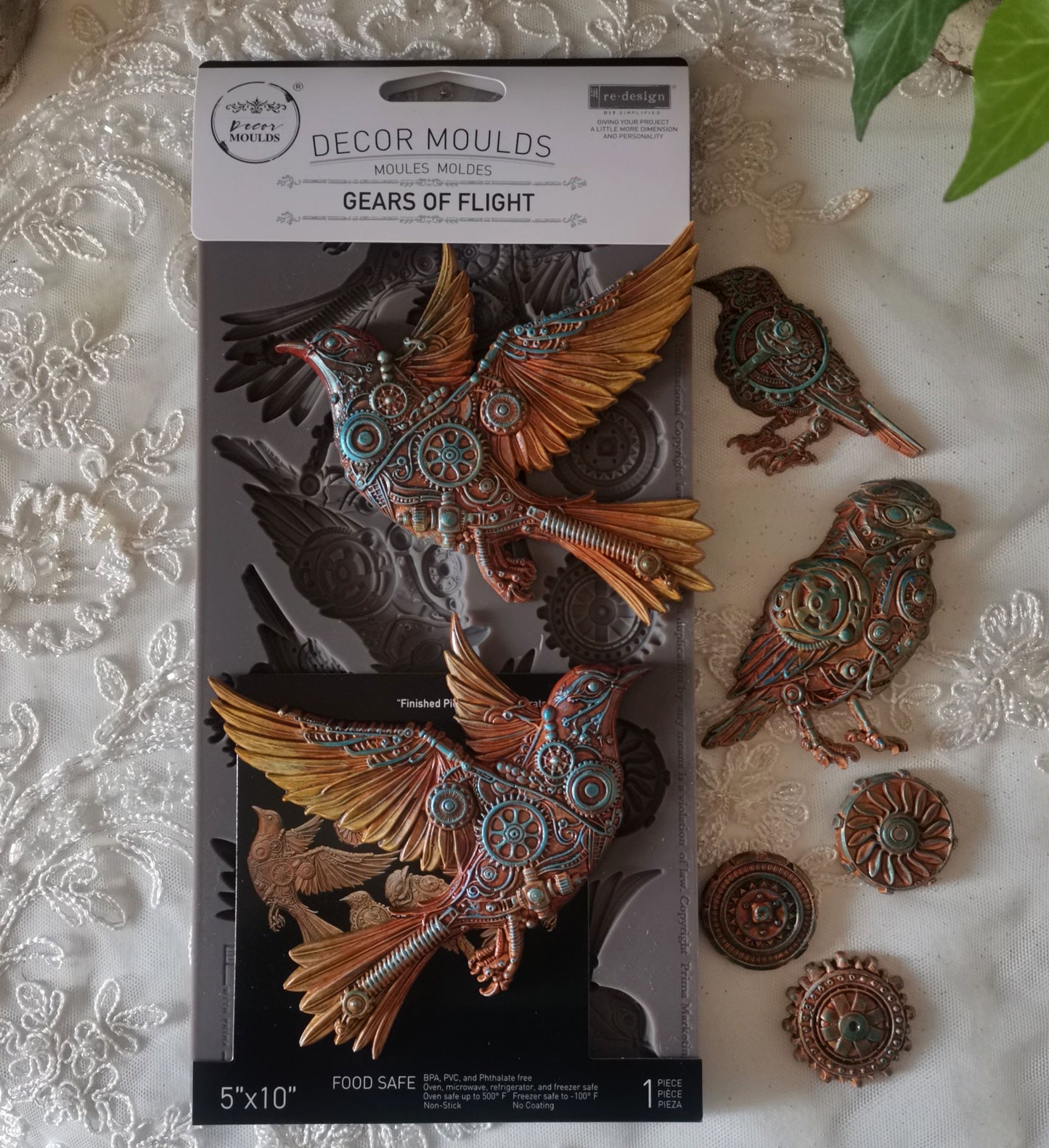 Gears of Flight Steampunk Bird Mould – 10″x5″, 8mm thickness ~ Redesign Decor Moulds® Silicone Decor Mould - Furniture Decor Mould