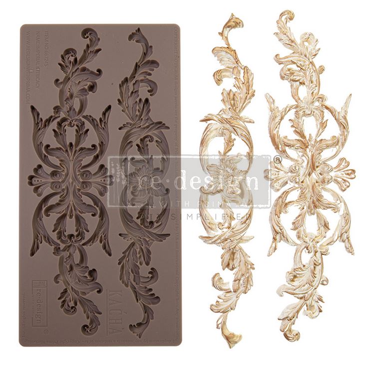 Kacha Decor Mould - Imperial Intricacy ~ Silicone Mould for Furniture, Crafts, and Vintage DIY Embellishments 1 pc, 5″x10″x8mm